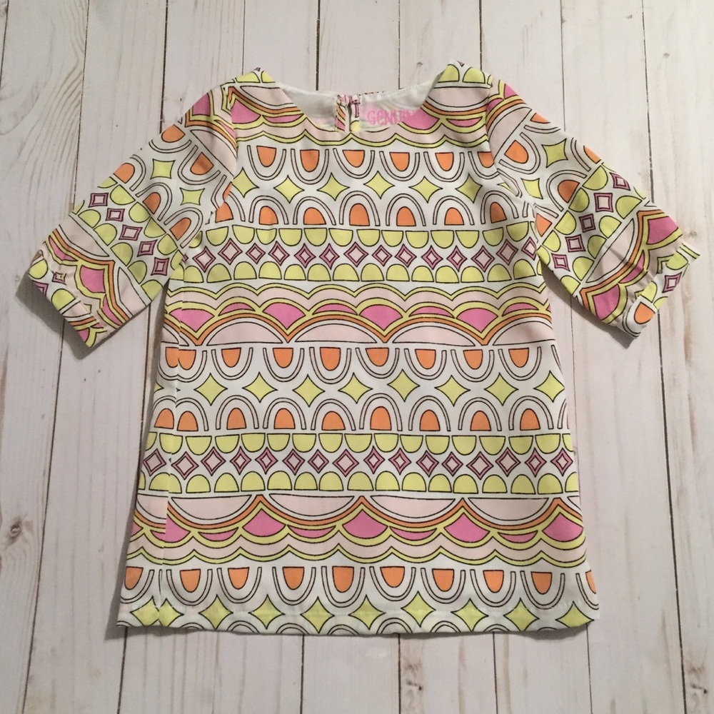Orange Yellow Pink Geometric Baby Girl Tunic Top